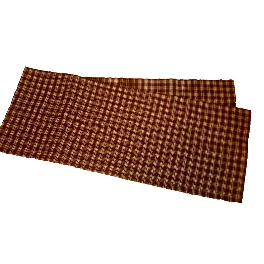 NEW Park Designs Valance Sturbridge Wine Plaid 72x14 Cotton Burgundy Beige NWOT